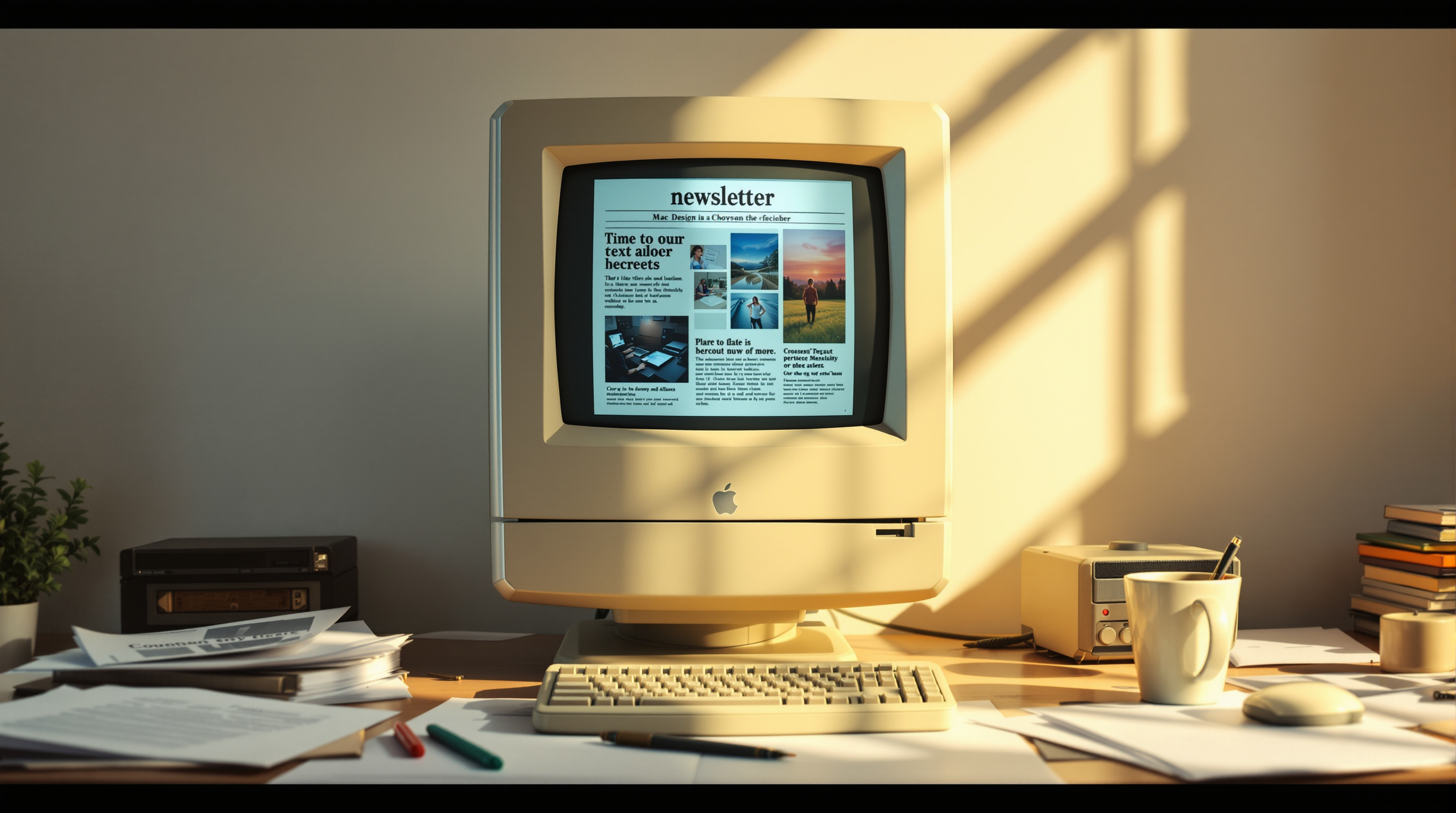 SDMUG newsletter displayed on a classic Mac computer